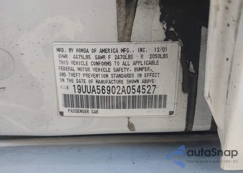 2002 Acura Tl 3.2 Type S z USA, uszkodzony, nr VIN 19UUA56902A054527